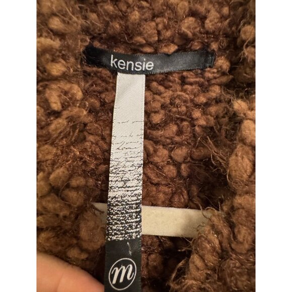 Kensie Open Front Womens Medium Brown Textured Boucle Cardigan Jacket - Picture 3 of 5